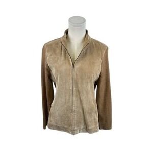 Pendleton Suede Leather Jacket Merino Wool Blend  Women's Size PM Petite Medium